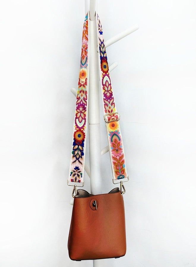 TCOMVEZ Embroidery Flower Purse Strap Replacement Crossbody for Handbags Women Guitar Strap 2 inch Wide Adjustable Bag Straps (Ivory) - Image 5